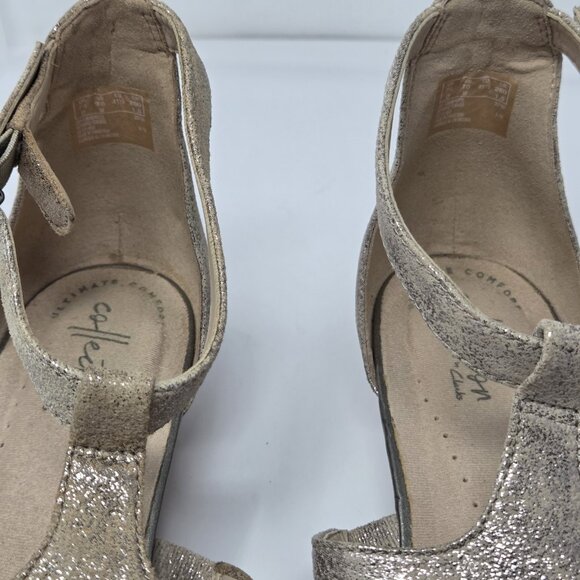 Clarks Comfort Collection Womens 10 Abigail Lily Leather Wedge SandalS Gladiator - Picture 6 of 8
